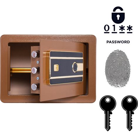 Biometrischer, gepanzerter Heimtresor mit Fingerabdrucksensor, 25 x 35 x 25 cm, Braun (1/5)