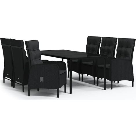 Maison Exclusive - Set da Pranzo da Giardino 7 pz con Cuscini Nero (1/5)