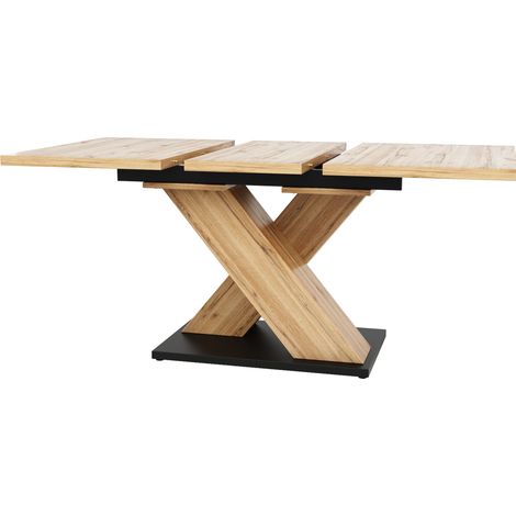 Table à manger extensible en MDF imitation bois 119-158,5×80×75 cm avec pieds réglables (1/5)