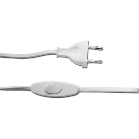 Connexion avec Interrupteur 3A 1,5 m pour Les projets électriques Tuyau Plat Blanc de 2 x 0,75 mm durabilité et efficacité dans des installations Rapides.