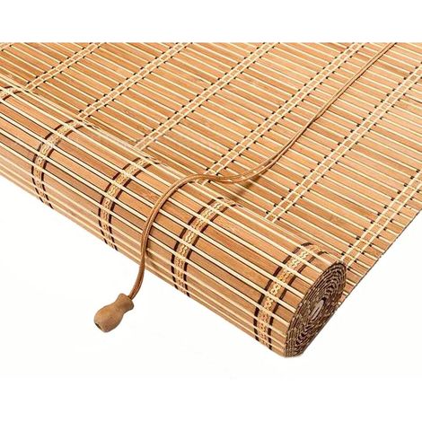 Store enrouleur en bambou naturel, store extérieur, store en bois haut de gamme pour portes et fenêtres de cuisine, stores en bambou, protection à 70 % contre les coupures de courant (60 x 1 (1/5)