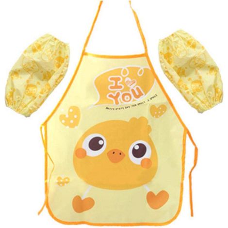 Fdit Tablier De Peinture Mignonne sans Manches Cartoon Rose Singe Singe Jaune Tabliers De Canard avec Une Paire De Manches pour Les Enfants(Canard Jaune). (1/5)