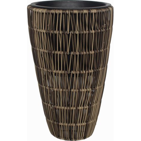 TrendLine Polyrattan Pflanztopf Ø26x42cm mit Einsatz Körbe, Blumentöpfe, -kästen & Untersetzer