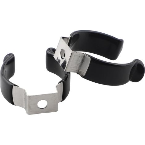 10 clips outils 28mm caoutchouc noir/argenté, base étroite (1/5)