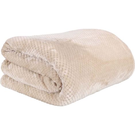 Plaid 120x150 cm en polyester nid d'abeille gris clair (1/6)