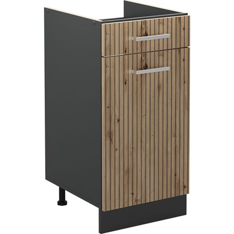 Mobiletto base cucina R-Line, Rovere artigianale/Antracite, 40 cm senza piano di lavoro, Vicco (1/5)