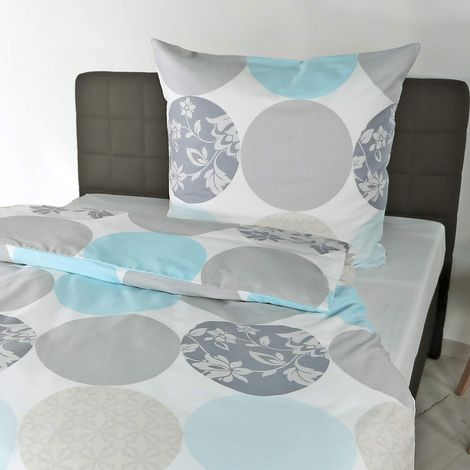 Bierbaum, Set Copripiumino singolo e federa in raso, Multicolore (Mehrfarbig), 135 cm x 200 cm (1/4)