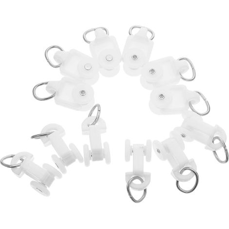 Roulettes coulissantes pour tringle à rideaux fixée au plafond, crochets, supports de roulettes doubles en plastique blanc, 100 pièces, tailles et couleurs disponibles (1/5)