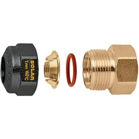 Raccordo femmina, meccanico a tenuta O-Ring per impianti solari. Diametro tubazione Ø18 Caleffi 254058 Ø 18