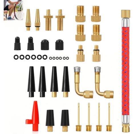 40 Pièces Embout Pompe Vélo, Adaptateur Valve DV AV SV, Accessoires Vélo (1/5)