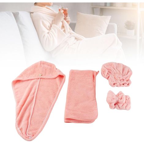 Ensemble de Serviettes de Bain Ultra Absorbantes, 5 Pièces, avec Sèche-Cheveux, Bandeau et Chapeau de Princesse, pour Le Spa et la Maison (1/4)