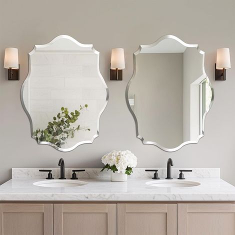 Butterfly Bathroom Mirror Wall Mounted Modern Stylish Design with Contemporary Bevelled Edges - 60cm x 80cm (1/5)