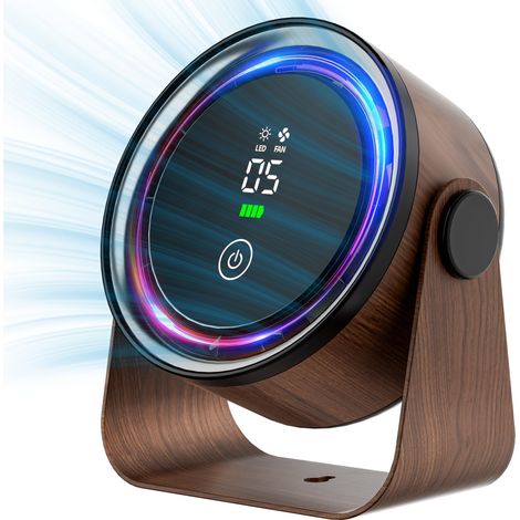 Petit ventilateur de bureau alimenté par piles – Rétro silencieux, sans fil, portable, souffle doux sans maux de tête, pour bureau, chambre à coucher, salon, table, suspension murale, cuisine, voyage (1/5)