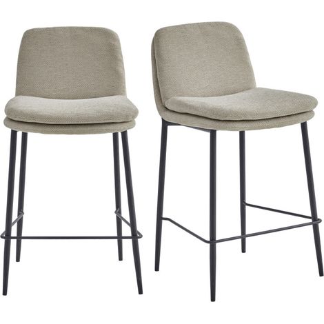 NOLAN-Chaise de bar en tissu Luxury Grège (x2) (1/5)