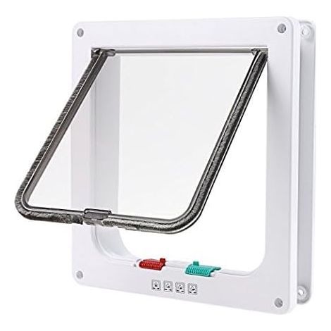 Chatière Porte à 4 Positions Cat Mate Grande Blanc Porte Verrouillable pour Chat ou Chien Facile à Installer(23cmx 25cmx 5.5cm) (1/5)