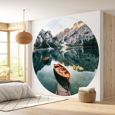 Papier peint rond / cercle - Montagnes Lac - Diamètre 50 cm (1/4)