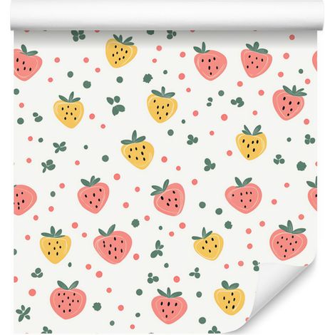 Papier peint d'été blanc, corail et gris clair pour le salon et la chambre 50x1000 cm (1/5)