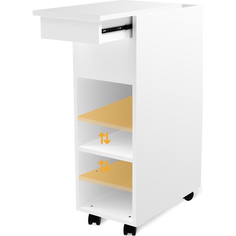 Haloyo® Tavolino moderno con rotelle, tavolino da divano, tavolino da caffè, per soggiorno, camera da letto, 45x25x70cm, bianco (1/5)