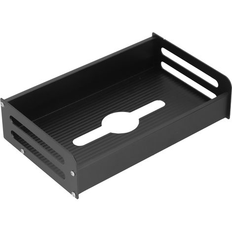Rechteckiger schwarzer Toilettenpapierhalter aus Aluminium, kreativ, wasserdicht, mit Handyhalterung und Wandaufbewahrung, offener Toilettenpapierspender. (1/5)