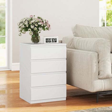 Cassettiera a 4 cassetti con chiusura ammortizzata, stile moderno, ideale per soggiorno o ufficio, 45x40x68 cm, bianca. (1/5)
