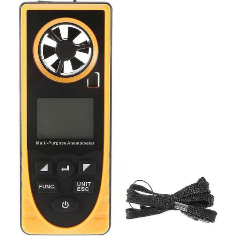 Anémomètre, anémomètre numérique portable 8 en 1 avec écran LCD, capable de mesurer la vitesse du vent, l'humidité, l'altitude et 8 autres fonctions de mesure. (1/5)