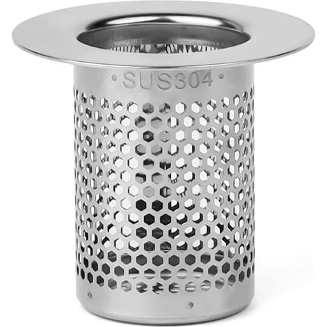 Crépine de vidange baignoire 5,5cm acier inoxydable – Filtre cheveux et débris – Installation facile dans siphon – Pour salle de bain et cuisine (1/5)