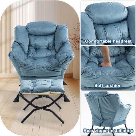 Chaise de détente — Un fauteuil confortable équipé d'un repose-pieds pliable et d'une poche de rangement latérale — Affichant un design compact et élégant, il convient parfaitement aux chambres, aux s