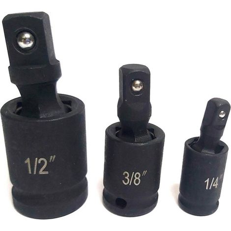 Trade Shop - STECKSCHLÜSSEL-ADAPTER-RATSCHEN-SATZ 3ER-SET REDUZIERSTÜCKE 1/2 1/4 3/8 KUGELGELENK - (1/5)