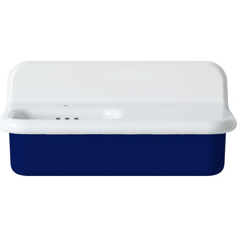 Lavabo rétro asymétrique en céramique 80 cm - True Colors Lite - Bleu Mer (1/4)