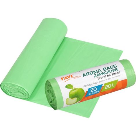 Sacchetti profumati da 20 litri, 20 pezzi, mela verde, perfetti per i cestini del bagno. (1/2)