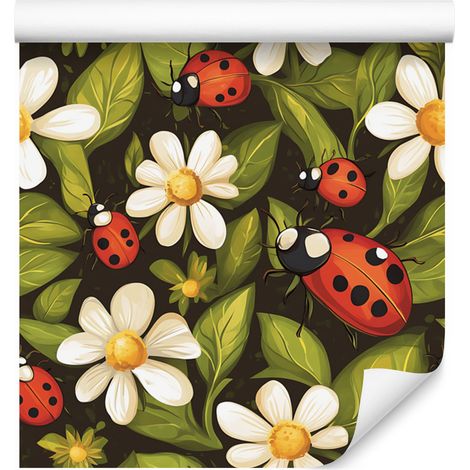 Marienkäfer-Tapete in Gelb und Ocker für Wohn- und Schlafzimmer, 50 x 1000 cm (1/5)