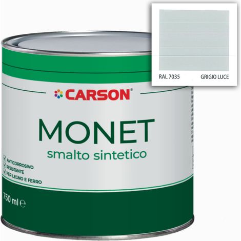 Monet smalto sintetico grigio luce 7035 lt. 0,75 per legno e ferro uso esterno (1/3)