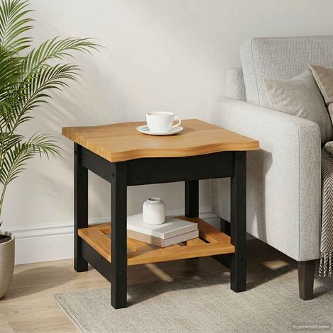 VidaXL Table d'appoint EKAI Noir 50 x 50 x 45,5 cm Bois de pin massif (1/5)