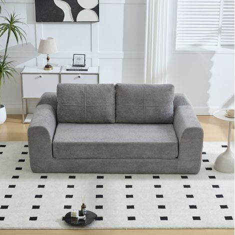 Klappbares Schlafsofa 179x95x79 cm dunkelgrau Samtstoff 2-in-1 als Bodenbett (1/5)