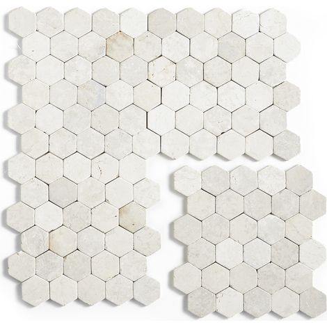 Pegane – Plaque de mosaïque en marbre blanc 33 x 33 cm – Boîte de 1m² pour murs et sols – Traitement spécial pour douches (1/2)
