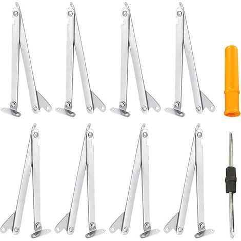 Folding Cabinet Door Hinges Stainless Steel Folding Lid Holder Hinge with Screwdriver for Wall Folding Table Cupboard Door (Silver) (1/3)