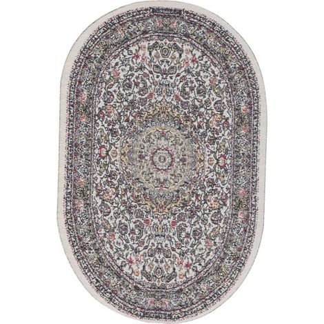 Tapis Miniature 1/12 Vintage Tissé pour Maison de Poupée Accessoire Décoratif Ovale Beige B02 (1/5)