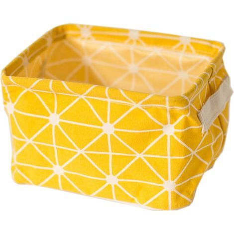 Storage box cotton and linen desktop storage basket plaid storage basket fabric sundries box simple storage basket (1/5)