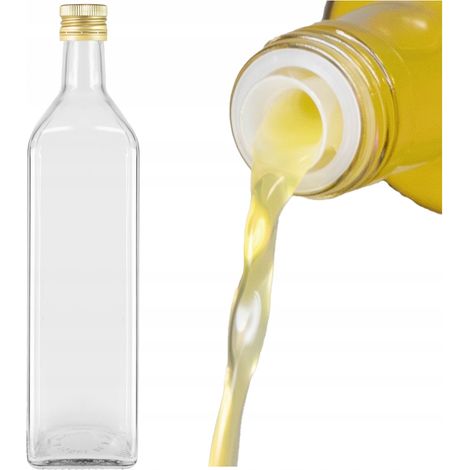 MARASCA BOTTIGLIA IN VETRO TRASPARENTE 1000ml CON DOSATORE per olio d'oliva, aceto, succo 1l