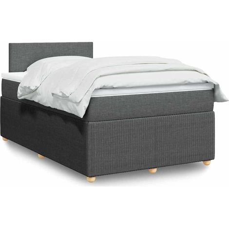 Cama box spring con colchón tela gris oscuro 120x190 cm (1/5)