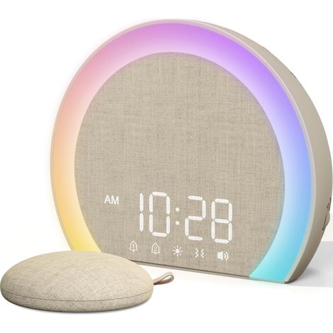 Réveil lumineux avec Vibrations Puissantes - Double Alarme, Veilleuse 9 Couleurs,Volume 115 dB, 8 Sonneries, Réglage Luminosité 0-100%, Charge USB-C,Réveil numérique pour Sourds/Enfants/Adultes (1/5)