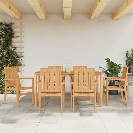 7-tlg. Garten-Essgruppe Massivholz Teak