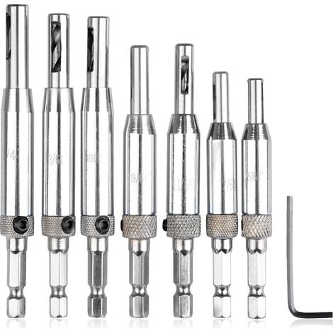 TIMESETL 8-teiliges Set selbstzentrierender Scharnierbohrer, 7-teiliges Set Zentrierbohrer