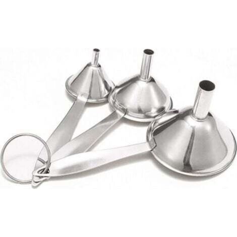 [NEVER USED] Stainless Steel Funnel, 3-Piece Mini Steel Funnel Set, Stainless Steel Kitchen Funnel Set with Handle and Detachable Filter for Liquid Transfer (Silver)