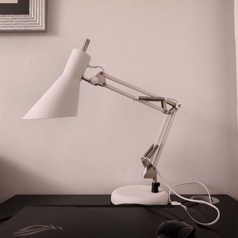 Lampe de Table Industrielle Bras Articulé Blanc