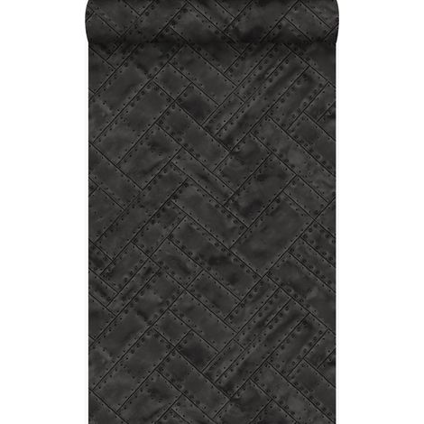 papier peint plaques en métal avec rivets en arête de poisson noir - Origin Wallcoverings (1/5)
