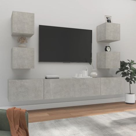 6-tlg. TV-Schrank-Set Betongrau Holzwerkstoff (1/5)