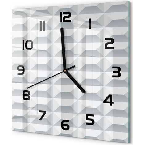 Horloge Murale Carrée Originale en Verre Silencieuse Design Moderne Salon Arrière-plan géométrique 30x30 cm (1/5)