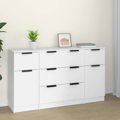 vidaXL Buffets 3 pcs Blanc Bois d'ingénierie (1/5)