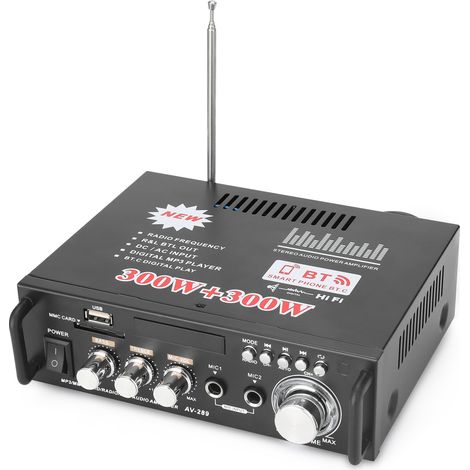 Mini écran LCD 12V/ 220V, 2 canaux, amplificateur de puissance Audio stéréo HIFI, BT, Radio FM, Portable, voiture, maison, télécommande 600W (1/5)